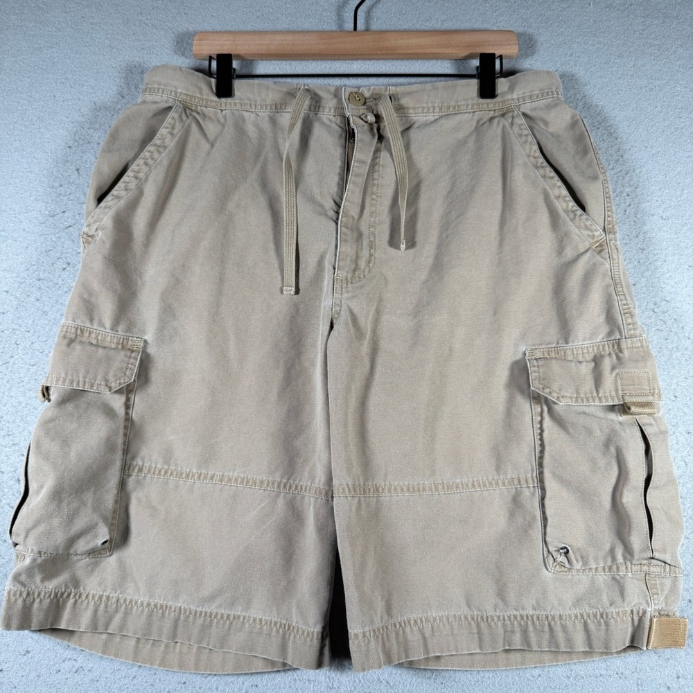 Old Navy Mens Khaki Cargo Shorts Tan Cotton 140385-00-1 Size 35 Vintage 2002